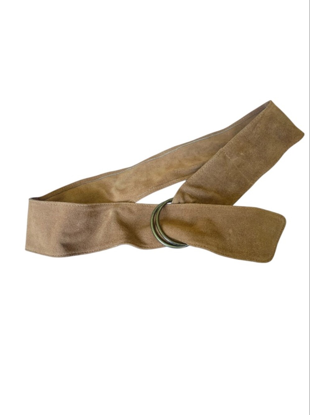 Suede Double-Ring Waist Belt in Tan